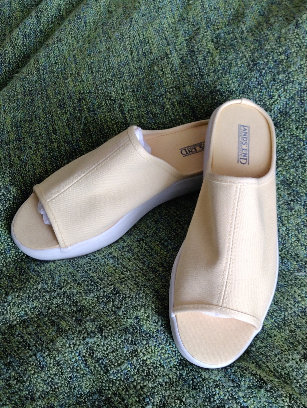 Lands' End Women's Lemon Yellow Slides Sneakers Mules NWOT